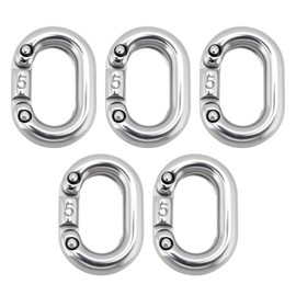 YINETTECH 5pcs 5mm 316 Stainless Steel Split Connecting Chain Links Heavy Duty Chain Link Connector C-Link Split Connecting for Chain Connection, Marine Grade