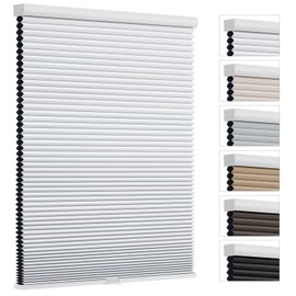 Changshade Blackout Blinds Black Out Shade for Indoor Windows, Cordless Cellular Shades Thermal Insulated Room Darkening 1.5 Inch Honeycomb Blinds for Bedroom, Bathroom, Nursey, 26" Wx64 H, White