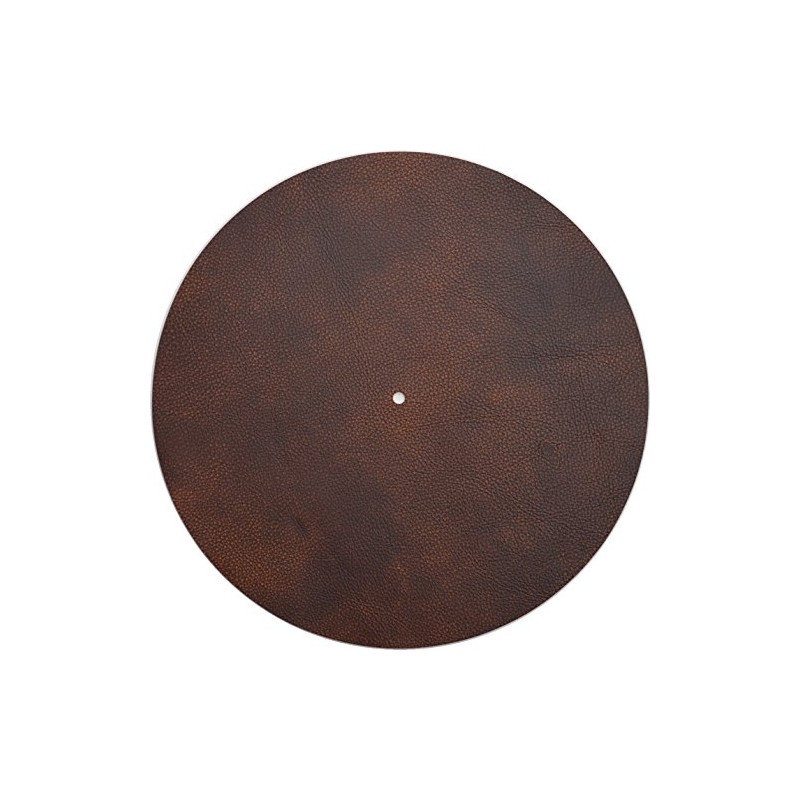Genuine Leather Turntable Platter Mat - Marbled Brown