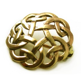 Bronze Gold Filigree Brooches, Clothes Fasteners - Cloak, Shawl, Scarf Pin, Celtic Irish Norse Vintage Jewelry (0.94)