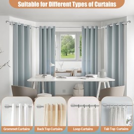 Anndason 1 Inch Bay Window Curtain Rods Corner Curtain Rods Set 30-76 Inch Center Rod for Windows 16-40 Inch Side Rods,Curtain Rods Set (Silver)