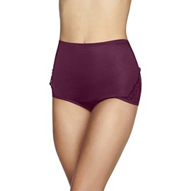 Vanity Fair Women's Perfectly Yours Lace Nouveau Nylon Brief Panty (Fashion Colors), Chilled Wine, 6