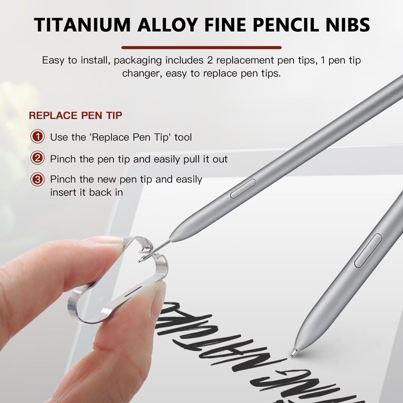 HaeKap 2 Pack Titanium Alloy Fine Point Replacement Pencil Nibs