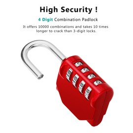 ZHEGE 4-Digit Number Padlock, Lock with Combination Code for Gym Locker, Weatherproof Padlock for Door, Garden Fences