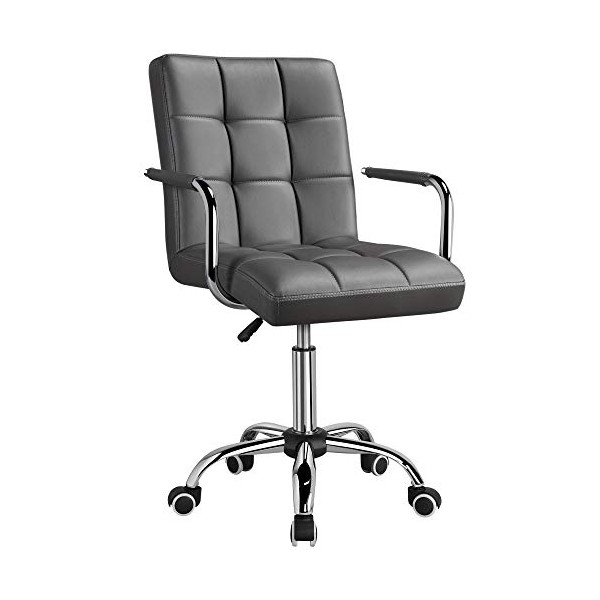 YAHEETECH Adjustable PU Leather Office Chair, Mid Back Desk Chair