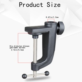Table Mount for Microphone - Arm Clamp for Microphone Arm Stand with Adjustable Screw, Maximum Distance Is 55 mm, C-Clamp Base Stand Mounting Accessory, Table Clamp (Black)