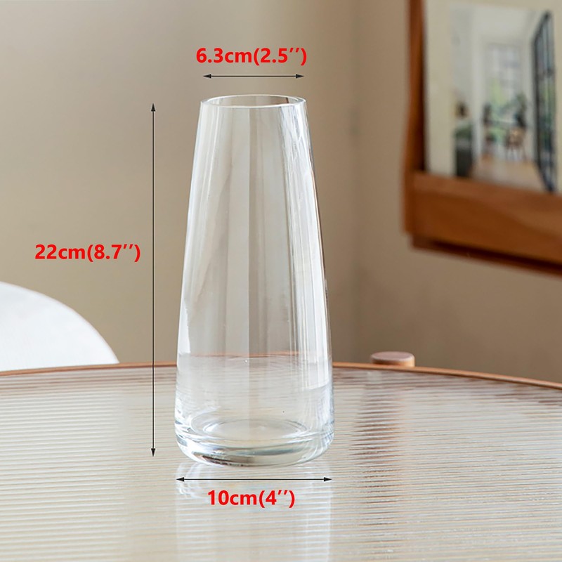 FANTESTICRYAN Modern Glass Vase Irised Crystal Clear Glass Vase for