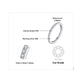 JewelryPalace Half Eternity Cubic Zirconia Wedding Band Stacking Ring Ehancer 14K White Gold 925 Sterling Silver 7