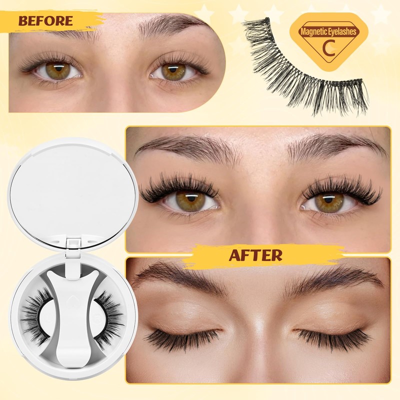 QUEWEL Magnetic-Eyelashes with Applicator, Portable Magnetic-Lashes with Applicator, Upgrade 2