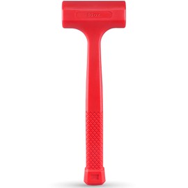 1-LB (16-OZ) Premium Dead Blow Hammer and Unicast Mallet, Neon Red Color | Durable Unibody Molded Construction, Checkered Grip | Rebound and Spark Resistant, Non-Marring and Non-Sparking Design