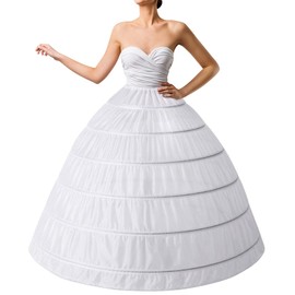 aingycy 6-Hoops Hoop Skirt Full A-line Bridal Dress Gown Slip Petticoat for Wedding Dress Crinoline Underskirt Ball Gown