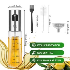 Aotfusd Ölsprüher, 100ML Olivenöl Sprühflasche zum Kochen, Öl Sprühflasche, Ölspender, Ölsprüher mit Bürste Küchenhelfer, Zubehör für Salat, Backen, Grillen,100% BPA frei