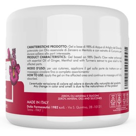 Devil's Claw Gel 98% Extra Strong, 500 ml, Made in Italy for Massage to Joints and Muscles, Natural Formula and Dermatologically Tested on Sensitive Skin - Dulàc Pharma