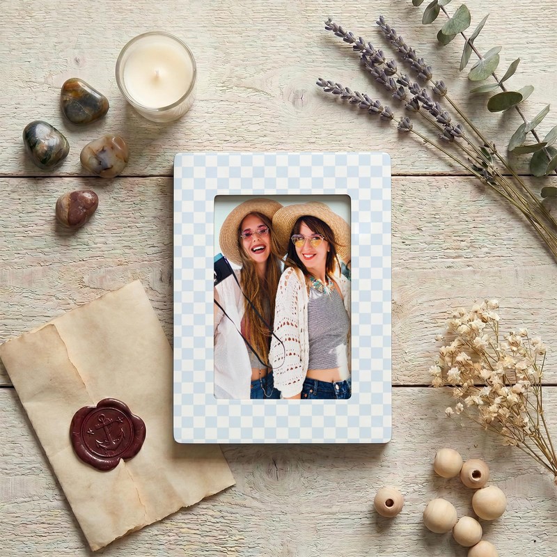 Blue Plaid Friends Picture Frame 4x6 for Desk Table Room