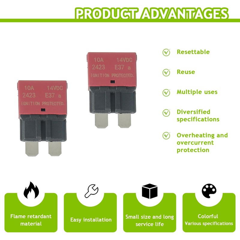 EPLZON 10A DC 12V-14V Auto Reset Circuit Breaker ATC/ATO Low