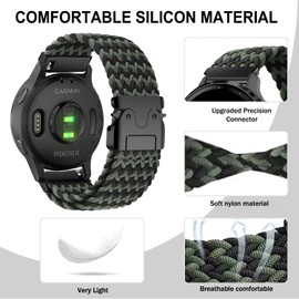 VELULYX Nylon Braided band Compatible with Garmin Venu 2S/Venu 3S/Vivomove 3S/Vivoactive 4S, 18MM Elastic Band for Fossil Gen 6/5E/3/4/ Steel HR 36mm/ScanWatch 2 38mm