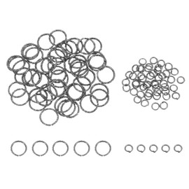 uxcell 100pcs 4mm Open Jump Rings and 12mm Embossed Jump Ring Kit, Closed O Rings Connector for Bracelet Necklace Pendant Jewelry Keychain DIY Craft Making, Gun Black