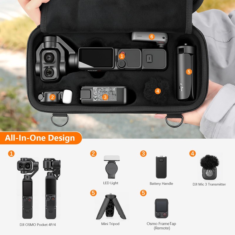 AMAZEAR Carry Case for DJI OSMO Pocket 4P, Pocket 4
