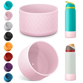 2PCS Silicone Water Bottle Boot for Owala 40oz, Protective Bottom Bumper Anti-Slip Sleeve for FreeSip, Twist, and Flip Stainless Steel Bottles, Dishwasher Safe and BPA Free(Pink)