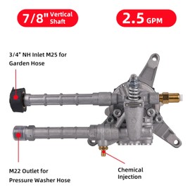 youjupazi 7/8" Shaft Vertical Pressure Washer Pump 2600-3000 PSI @2.5 GPM OEM & Power Washer Pump For Troy Bilt SRMW22G26-EZ Craftsman AR Front Inlet/Outlet