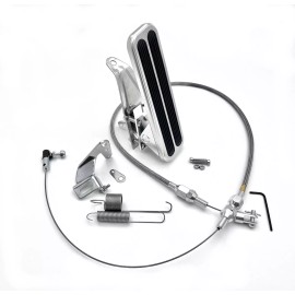 Hot Rod Chrome Floor Mount Gas Pedal & 36" Braided Cable Kit Hot Rod Chevy Ford Mopar Rat Rod