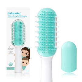 Frida Baby Frida Baby Thick or Curly Hair Detangler Brush for Kids, Toddler Hairbrush Detangles Knots Without Tears or Breakage, Comb Teeth and Bristle Design, White/Blue ,1 Count