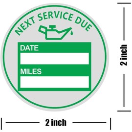 Oil Change Sticker 2 Inch Green Service Reminder Labels Window Stickers for Cars,Removable Transparent Oil Stickers (200Pcs)