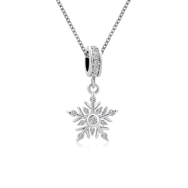 ZakiaHo Clear Crystal Snowflake Pendant Necklace Women Girls Birthday Christmas