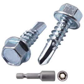 SKIR'CO (Pack of 100) DIN 7504K Galvanised Steel 6.3 x 19mm Screws Self Drilling Tapping Screw Hex Head