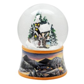 20092 Snow Globe Christmas Walk Christmas Singer on Nostalgic Winter Landscape Brown Tone Christmas Winter with Music Box 100 mm Wide