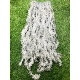 Guirnalda de espumillón metálico para decoración de árbol de Navidad feliz año nuevo para colgar en el techo, decoración interior y exterior, guirnalda brillante, 28 pies, 5 piezas