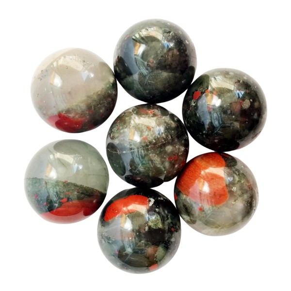 Bacatgem 7 Pcs Natural African Bloodstone Crystal Sphere Ball,0.78 Inchs
