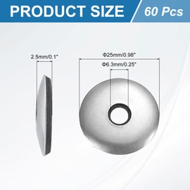 sourcing map 60Pcs 1/4" x 1" Sealing Washers, 304 Stainless Steel EPDM Bonded Neoprene Rubber Washers for Screws Bolts, Silver&Black