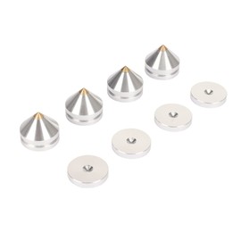 4 PCS Aluminum Alloy Speaker Spike Shockproof Adjustable Isolation Feet Stand Cone Pad for Turntable Amplifier CD DAC Recorder (Silver)