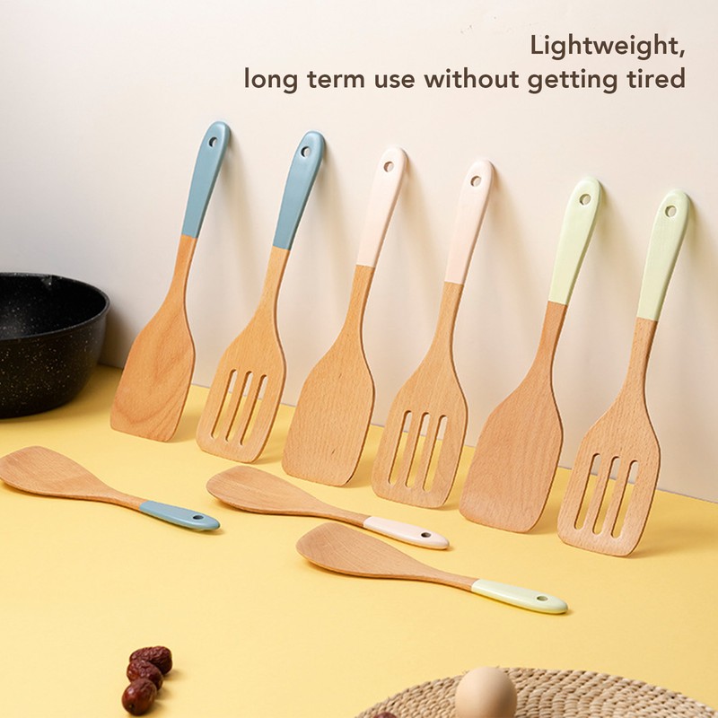 3Pcs Wooden Spatula Set Heat Resistant Light Weight Kitchen Cooking