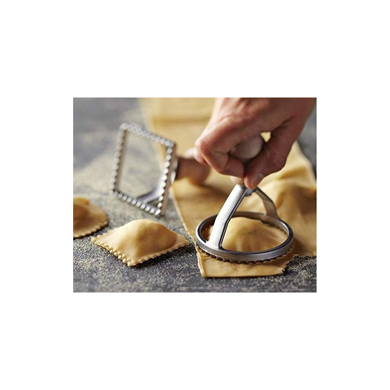 Eppicotispai Aluminum Round Ravioli Stamp with Beechwood Handle, 3-Inch