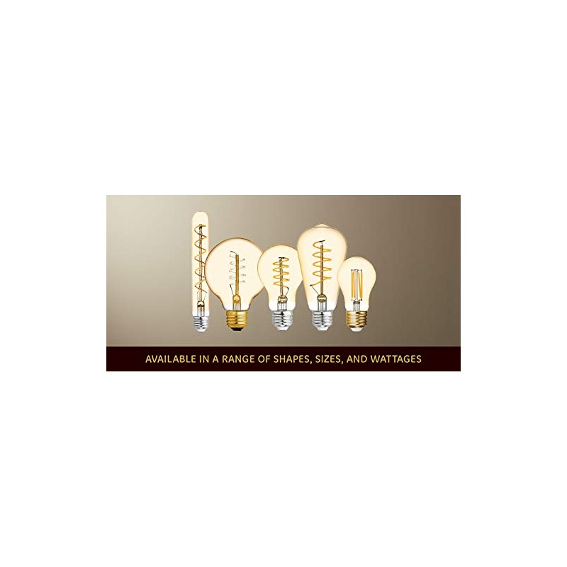 (2 bulbs) GE 48556 Vintage Style, Amber Glass A19 LED