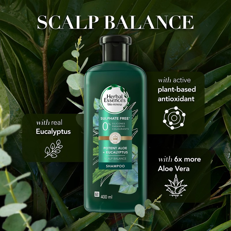 Herbal Essences Sulphate-Free Potent Aloe plus Eucalyptus Cleansing Shampoo 600ml