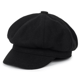 Vikodah Kids Newsboy Caps Beret Hats 8-Panel Baseball Pageboy Cabbie Sailor Hat Wool Felt for Boys Girls 2-6 Years Black