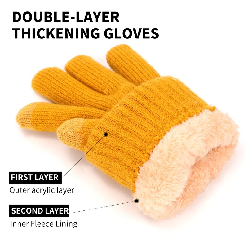 Women's Winter Warm Thermal Touch Screen Gloves Women Soft Cable