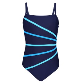 Aquarti Girls' Swimming Costume with Spaghetti Straps, Stripes - 146