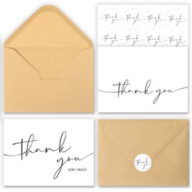 24 PCS Thank You Cards With Envelopes,4x6 Inch Minimalistic Design, Thank You Notes for Wedding,Bridal Shower, Business, Baby Shower, Small Business, Funeral, Graduation(White)