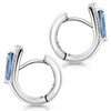 Materia #SO-348 Creole Earrings Rectangular 925 Silver Zirconia Blue Rhodium