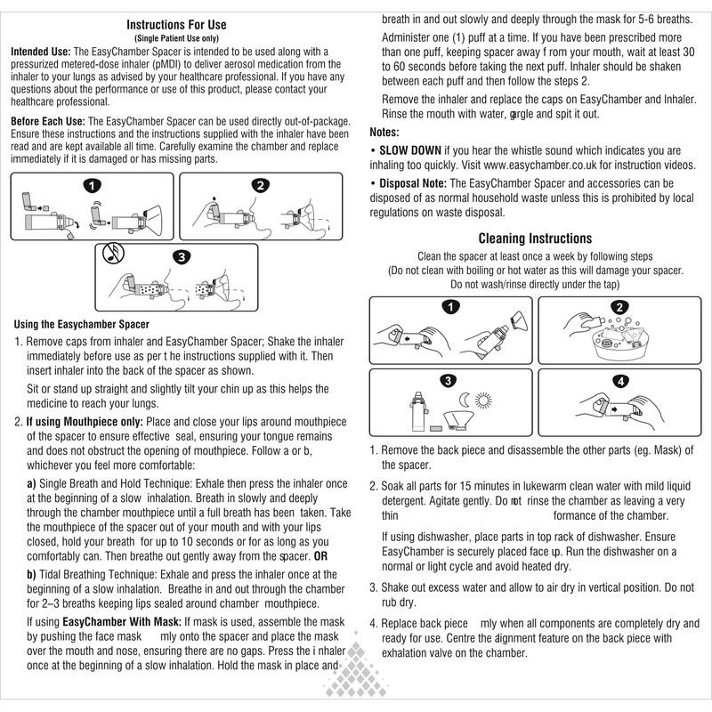 EasyChamber EasyChamber Anti-Static Spacer Device, Inhaler Chamber, use with Metered