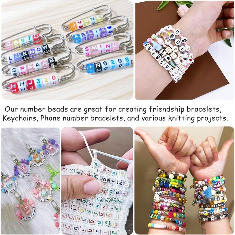 MIIIM 1000pcs Vowel Pony Letter Beads for Keychains Making (A,