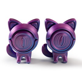 WUALAIER 2PCS 3D-Printed Flip Cat for Kids and Adults. Stylish Decoration for Office, Living Room, Or Bedroom. Small Desk Toy and Accent Piece That Relieves Stress-Purple