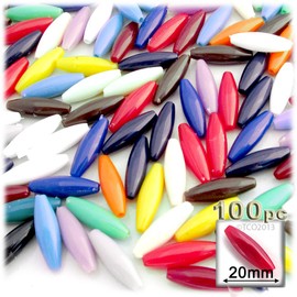 100pc Plastic Opaque Spaghetti Beads 20mm Multi Mix Beads