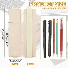 PATIKIL Elastic Notebook Pen Holder Adjustable Hold Holder PU Leather Pencil Sleeve Pouch for Journal Clipboard, beige