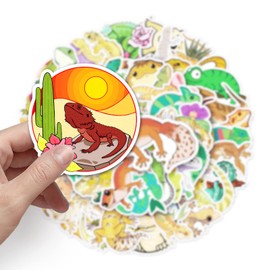 Gecko Stickers for Laptop(50 Pcs),Gift for Kids Teens Adults Girl,Lizard Waterproof Stickers for Water Bottle,Vinyl Stickers for Scrapbook,Journal,Dairy,Skateboard