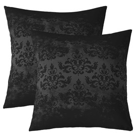 Homemissing Jacquard Cushion Cover, Black Damask, Set of 2, Cushion Covers for Children, Boys, Girls, Decorative, Abstract Cushion Covers, 40 x 40 cm, Black Decorative Cushion